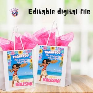 Editable moana Gift Bag Tags, Moana 2 Treat Bags, Vaiana Gift Favor Bag Label, Theme Party Favor Bags, Oceania, EDITABLE DIGITAL FILE M06