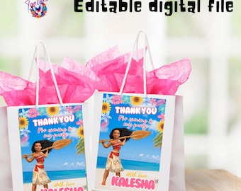 Editable moana Gift Bag Tags, Moana 2 Treat Bags, Vaiana Gift Favor Bag Label, Theme Party Favor Bags, Oceania, EDITABLE DIGITAL FILE M06