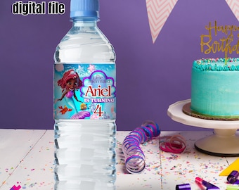 Little mermaid Ariel Water Bottle Label, Ariel Editable Water Label, Beverage Label, Juice Label, Bottle Label, EDITABLE DIGITAL FILE A60