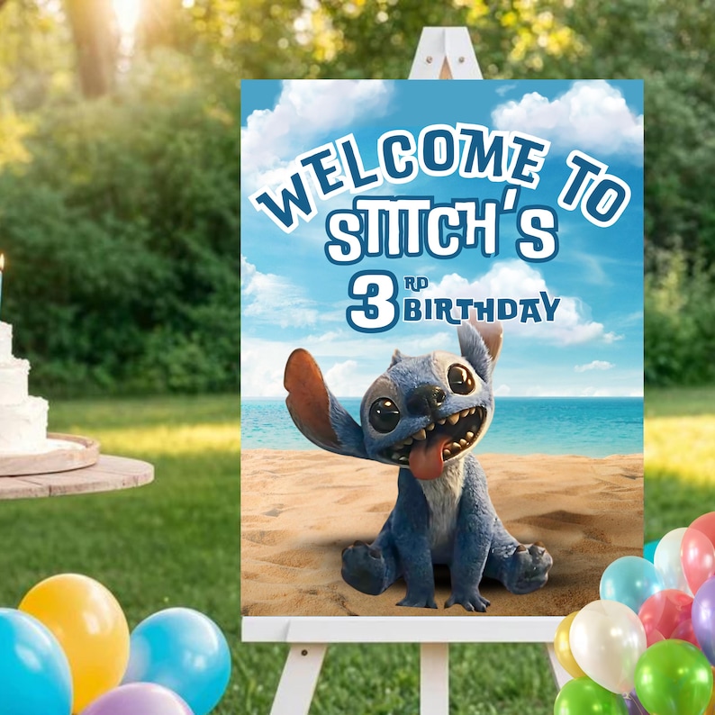 Stitch Welcome Spring Watercolors Stitch Welcome Sign, Stitch Welcome Poster, Stitch Birthday ...