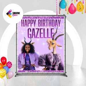 Gazelle Background Design, Personalized Banner, Zootopia Birthday Party, Decoration, Custom Sign, DIGITAL FILE G94 image 4