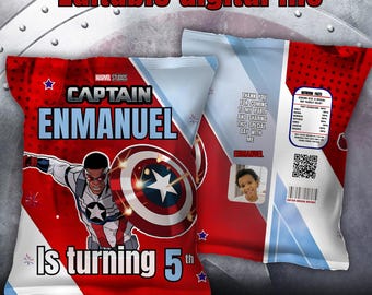 Editable captain america new brave wordl Chip Bags for party favors, party bags, Theme birthday, Custom chip bags, DIGITAL DOWNLOAD C40
