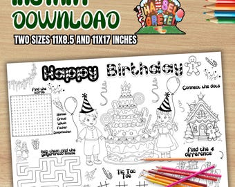 Hansel and gretel Coloring page, Hansel and gretel birthday placemat, Hansel and gretel activity set paty,Hansel and gretel,INSTANT DOWNLOAD