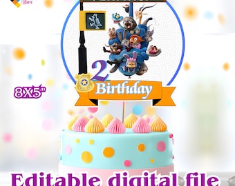 Editable Zootopia cake topper,Zootropolis cake topper, Zootopia2 decoration party, EDITABLE FILE Z72
