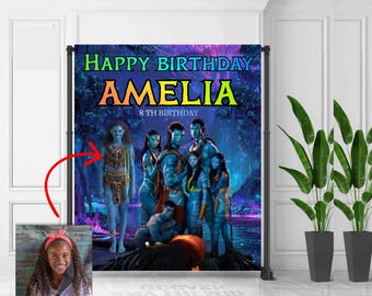 Avatar Background Design, Personalized Banner, Avatar Fire and ash Birthday Party, Decoration, Custom Sign, DIGITAL FILE A97