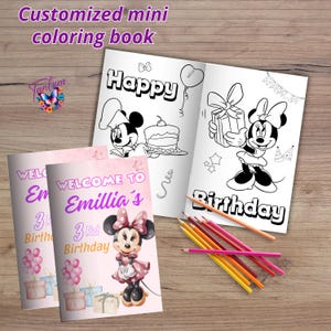 Editable Minnie mini coloing book, Minnie Coloring book, Minnie party favors, Digital Printable | EDITABLE DIGITAL FILE M09