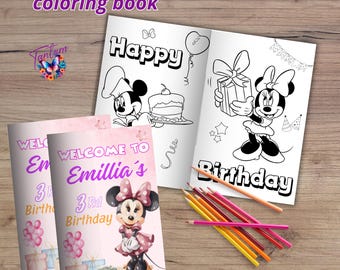 Editable Minnie mini coloing book, Minnie Coloring book, Minnie party favors, Digital Printable | EDITABLE DIGITAL FILE M09
