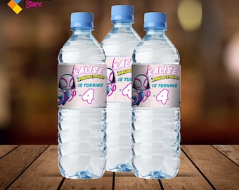 Étiquette de bouteille d'eau de fille araignée fantôme, étiquette d'eau modifiable, étiquette de boisson de fille araignée, étiquette de jus, étiquette de bouteille, FICHIER NUMÉRIQUE MODIFIABLE G38