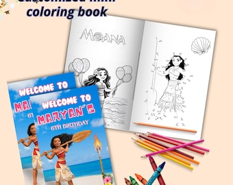 Editable moana mini coloing book, moana 2 Coloring book, vaiana 2party favors, Digital Printable | EDITABLE DIGITAL FILE M06