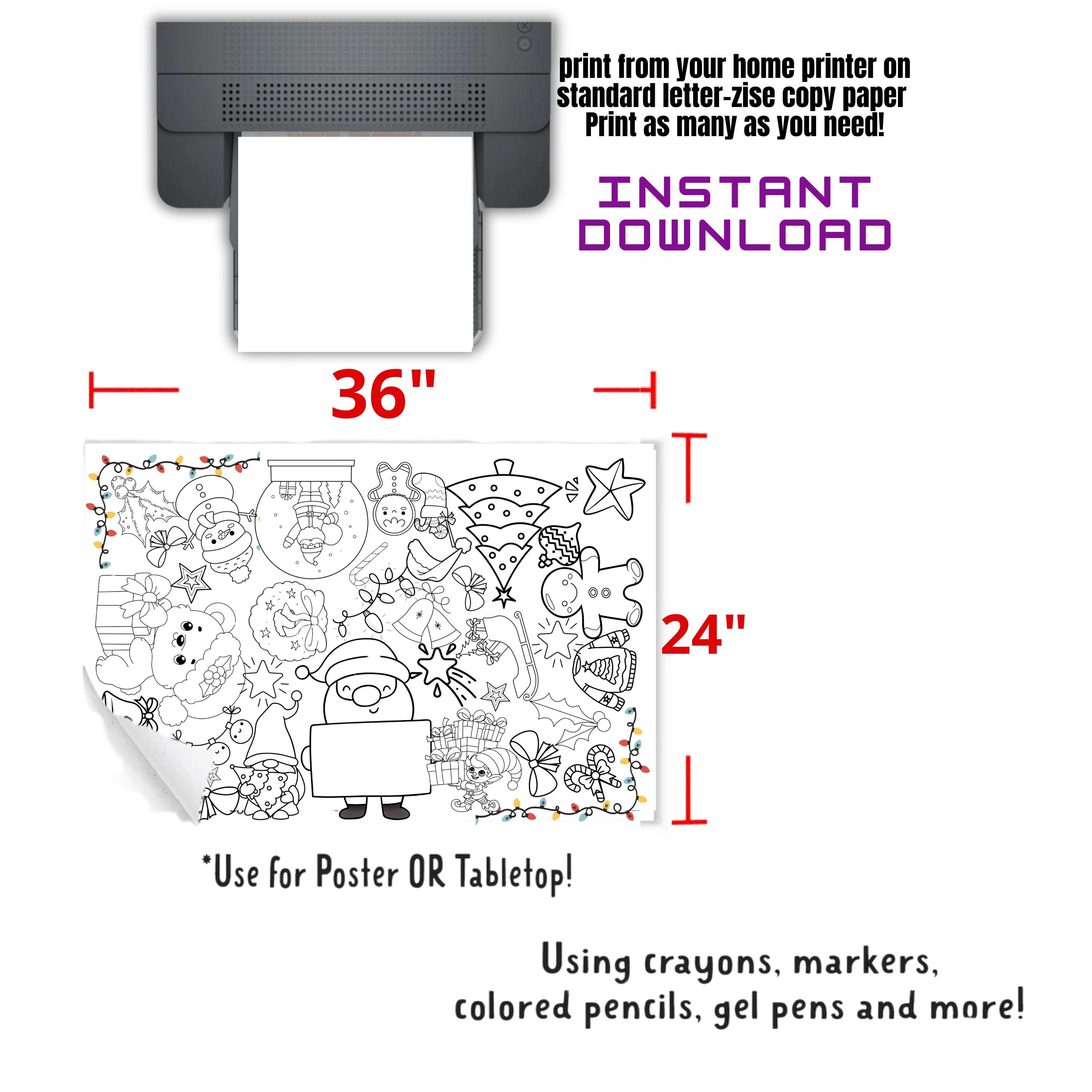 GIANT Christmas Coloring Poster or Table Cover | Png Holiday Tablecloth ...