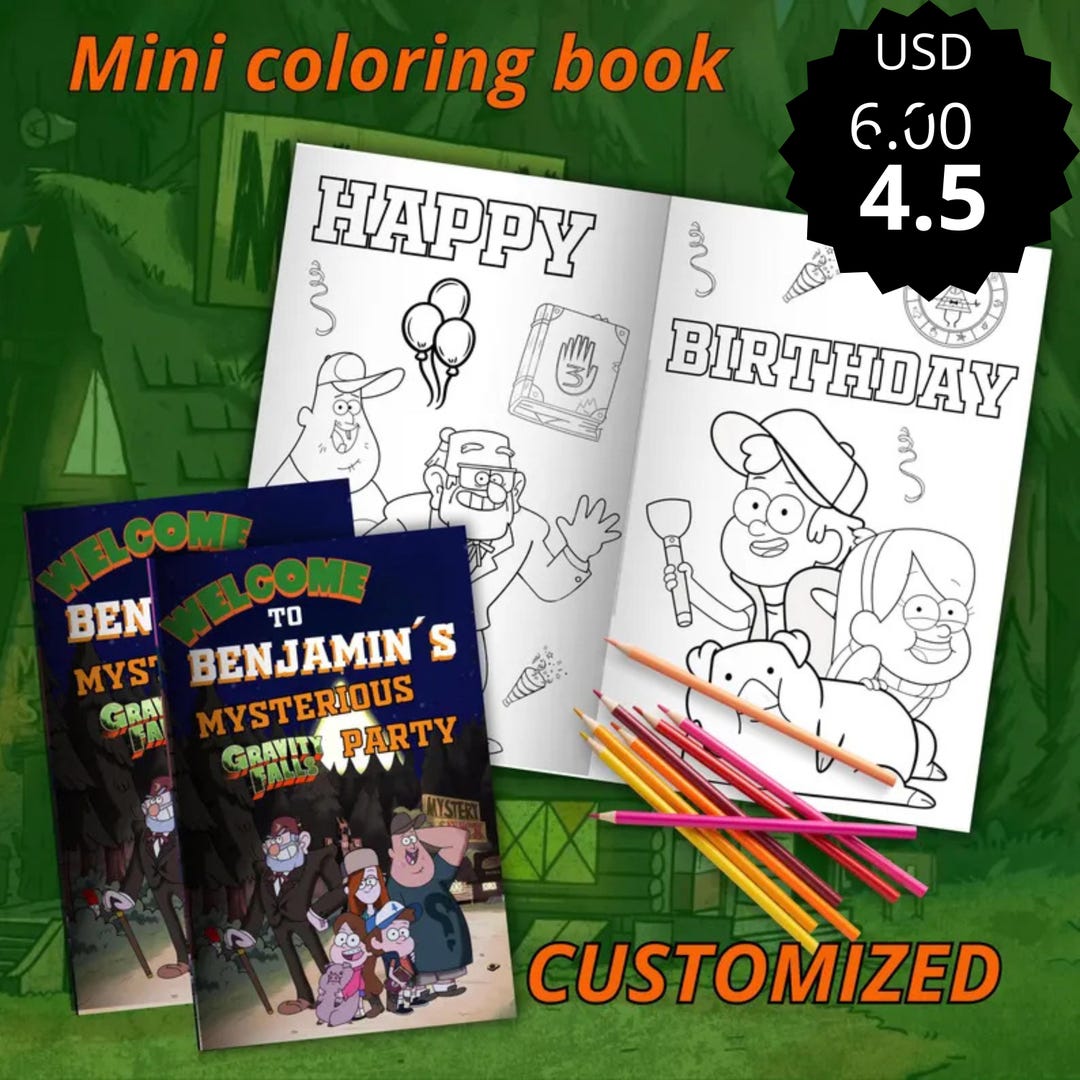 Editable Gravity Falls Mini Coloing Book, Gravity Falls Coloring Book ...