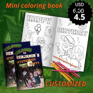 Editable gravity falls mini coloing book, Gravity falls Coloring book,Gravity falls party favors,Digital Printable,EDITABLE DIGITAL FILE G15