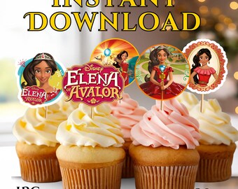 Elena of Avalor cupcake topper, Princess Elena cupcake topper, Magic decoration party, Elena party favors, INSTANT DOWNLOAD - E123