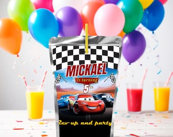 Editable cars Capri sun label Tropical Juice Pouch Labels Kids cars Template Printable mcqueen party Download , EDITABLE DIGITAL FILE C12