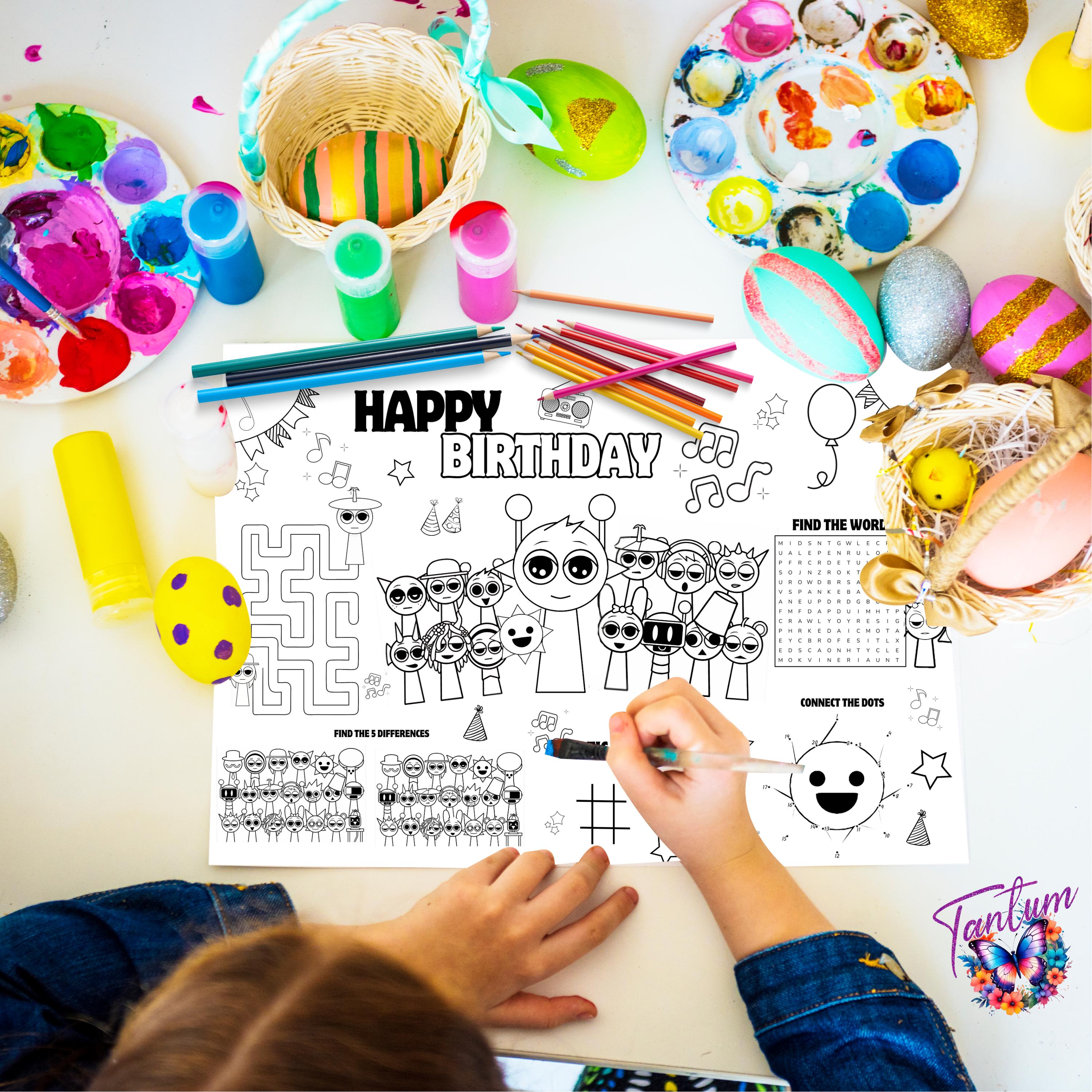 Sprunki Math Activity Page Sprunki Coloring page, birthday placemat, Sprunki activity set, party ...