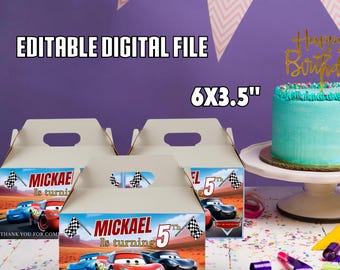 Cars Gable Box, Cars Party, Cars Party Pack, Beach Party Invitation, Birthday Party, Digital Gable Box C12