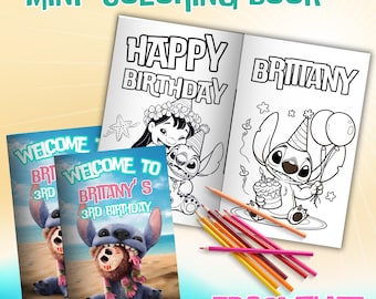 Editable lilo and stitch mini coloing book, Lilo and stitch Coloring book, Digital Printable | EDITABLE DIGITAL FILE LS05