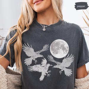 Ravens Moon Tee, Comfort Colors Halloween Shirt, Spooky Season Tshirt, Gift for Halloween, Unisex Garment-Dyed T-shirt