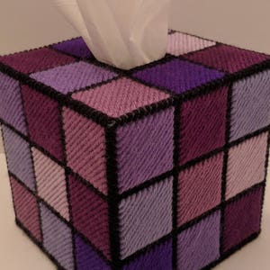 Rubik&#39;s Cube Tissue Box Cover in Purples or Greens