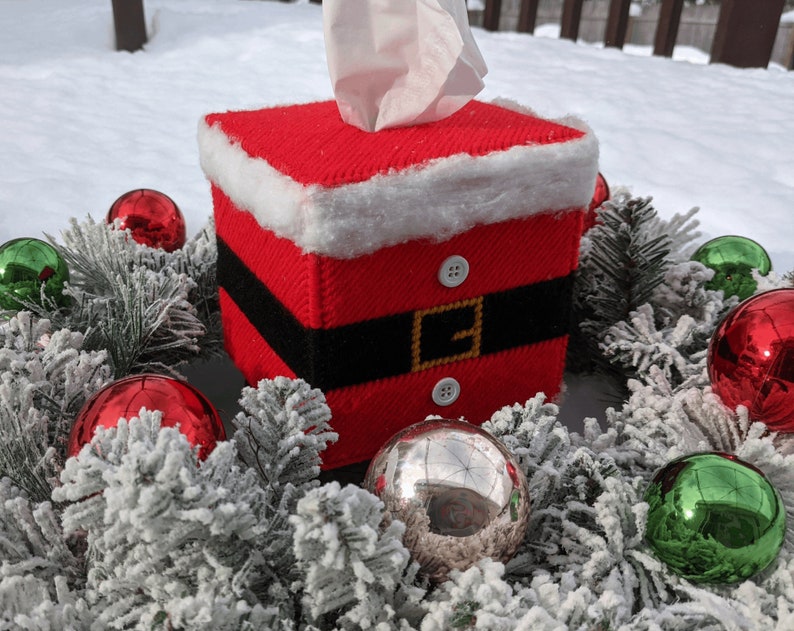 Santa Suit Tissue Box Cover Christmas Holiday Decoration image 1
