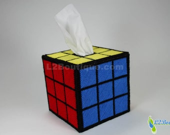 Rubik's Cube Tissue Box Cover as seen on The Big Bang Theory, Solved Edition