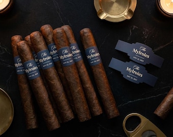 Groom Cigar Bands Wedding, Custom Cigar Labels for Men, Groomsmen Gifts, Cigar Bar Wedding Favors, Bachelor Party Cigar Wraps