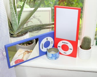 Miroir de bureau rétro avec lecteur MP3, décoration de bureau de l'an 2000, miroir de courtoisie en PLA imprimé en 3D, cadeau coloré pour mélomane