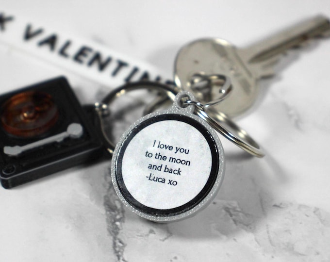 Personalised Moon Keychain – Custom Message Gift | Celestial Lucky Charm | Handmade Lunar Keyring | Unique Gift for Her or Him
