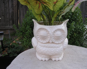 Glazed Elegant Owl Garden Planter/Kitchen Utensil holder
