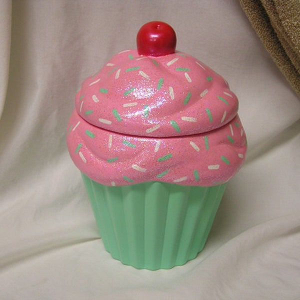 Cherry Blossom Spring Mint Sprinkles Cupcake Jar