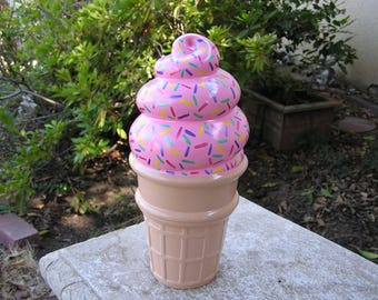 Swirled Rainbow Sprinkles Cherry Delight Ice Cream Bank