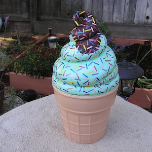 Swirled Rainbow Sprinkles Chocolate Mint Sundae Ice Cream Cookie Jar