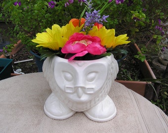 Ready  To  Ship  Glazed Professor Barn Owl Planter/Desk Vase/Candy Dish