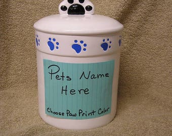 Paw Print Pet Treat Personalized Dog/Cat Goodie Jar