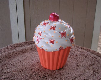 Ready  --  To  --  Ship  --  3-D Butterfly Dreams Cupcake Jar Orange
