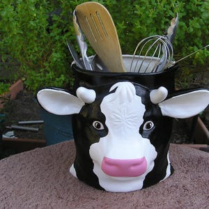 Cow Face Kitchen Utensil Holder/Planter