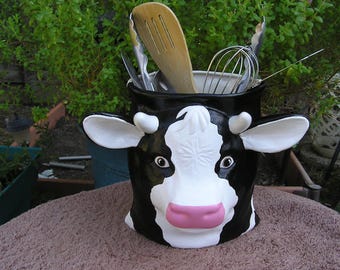 Cow Face Kitchen Utensil Holder/Planter