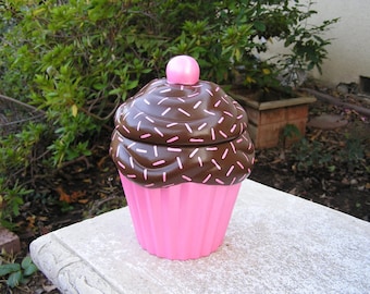Regular  Size   Chocolate Lovers Pink Sprinkle Delight Cupcake Jar Pink Cherry