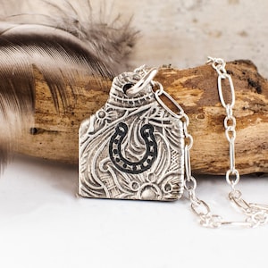Cattle Tag Necklace, Sterling Silver Initial Necklace, Cowgirl Jewelry, Personalized Tiny Cow Tag For Women