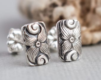 Stud Earrings, Sterling silver Earrings, Flower Studs, Bridesmaid earrings, Wedding Jewelry, western earrings for women