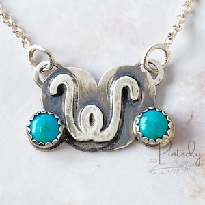 Personalized Initial necklace  sterling silver  Turquoise jewelry - Gifts for women - Metal Options - Gift for Brides