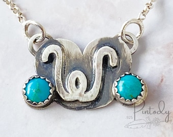 Personalized Initial necklace  sterling silver  Turquoise jewelry - Gifts for women - Metal Options - for Brides