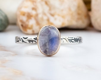 Rainbow Moonstone Ring - Sterling Silver - Moonstone Stacking Rings - Gemstone Rings for women - Dainty Ring