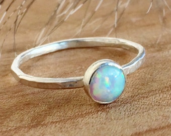 White Opal Ring -  Sterling Silver - Opal Gemstone Stackable Rings - Gemstone Rings for women -Dainty Ring