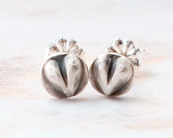 Tiny Heart Stud Earrings, Sterling Silver Studs, Gift for Women, Heart shaped, Gift for Girlfriend, Every day earrings