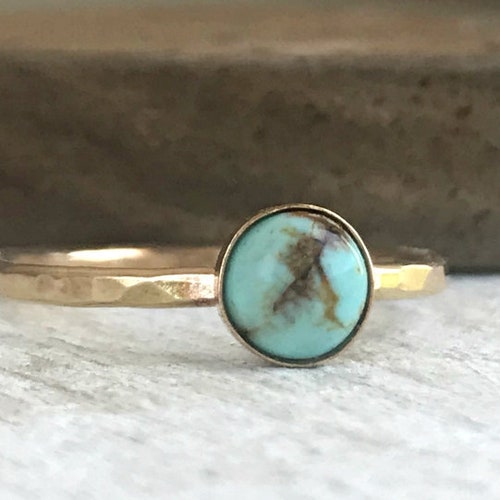 Turquoise Ring Gold Stackable Ring Gemstone Ring Real - Etsy