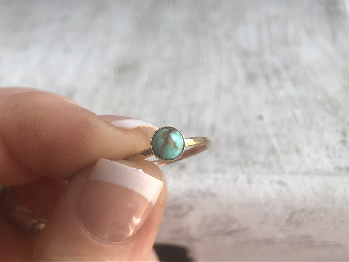 Turquoise Ring Gold Stackable Ring Gemstone Ring Real - Etsy