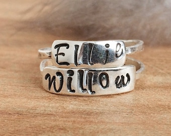 Personalized Name Ring Stacking Personalized jewelry gift for mom Custom Stacking Rings For Women