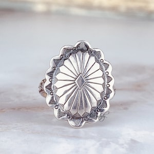 Big Concha Ring Sterling Silver Ring Statement ring western ring cowgirl style