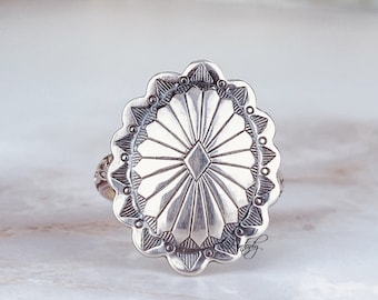 Big Concha Ring Sterling Silver Ring Statement ring western ring cowgirl style